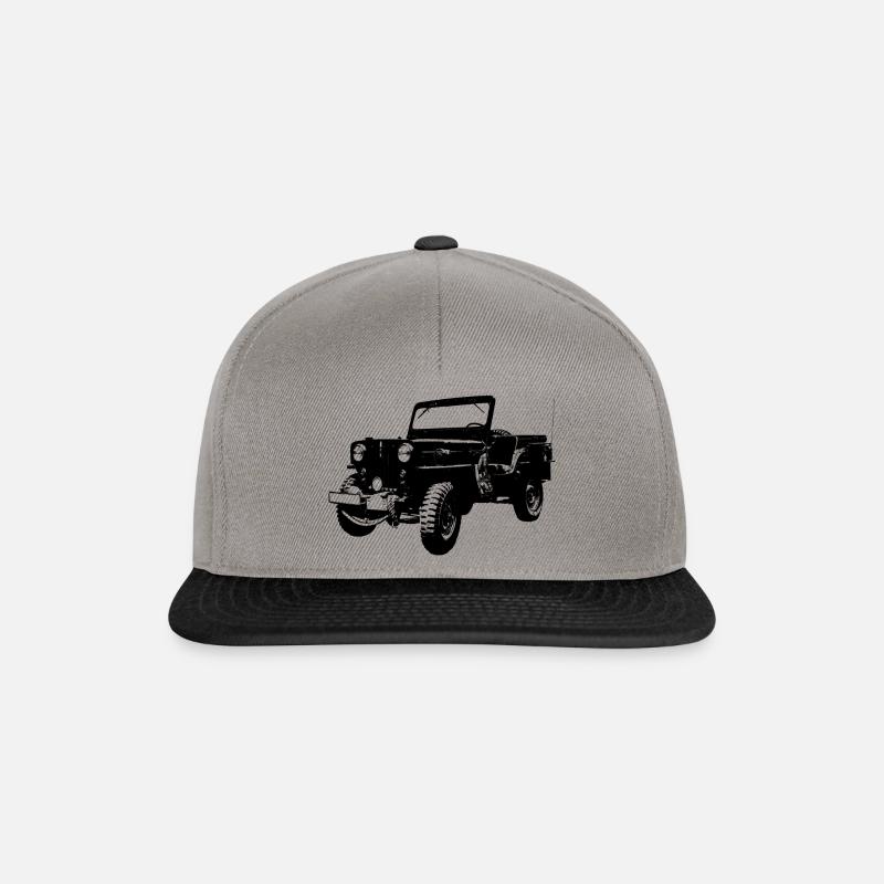 Armee, Offroad, Geländewagen, Oldtimer, Willys MB - Snapback Cap - Graphit/Schwarz