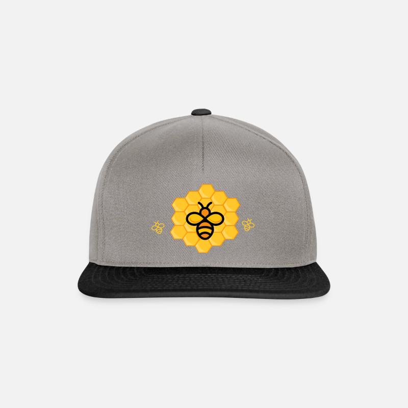 Abeille icône sur nid d'abeille - Casquette snapback - gris graphite/noir