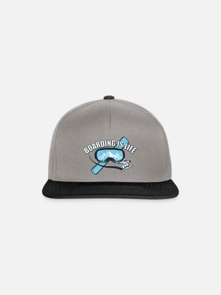 Boarding is Life - Snowboard - Snapback Cap - Graphit/Schwarz