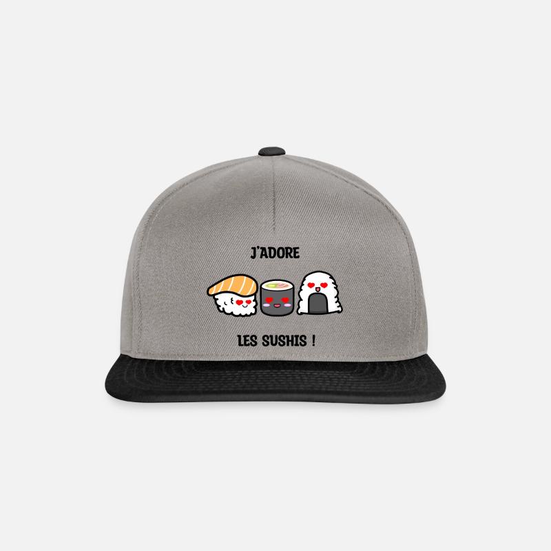 J'adore les Sushis ! - Casquette snapback - gris graphite/noir