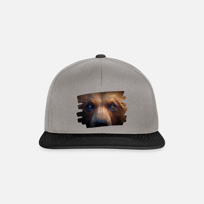 Bärengesicht / Bärenkopf - Snapback Cap - Graphit/Schwarz