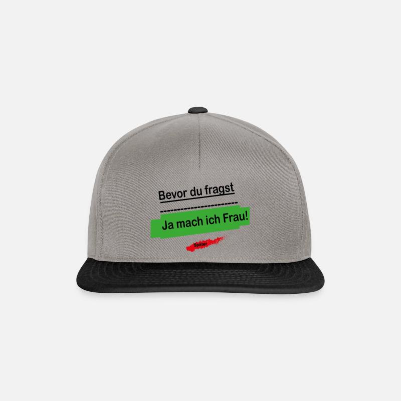 Bevor du fragst mach ich später. - Snapback Cap - Graphit/Schwarz