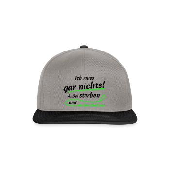 Ich muss gar nichts! Außer mit dem Hund raus. - Snapback Cap - Graphit/Schwarz - Vorne