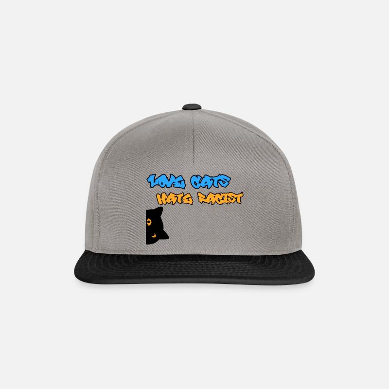 Love Cats; hate Racist - Snapback Cap - Graphit/Schwarz