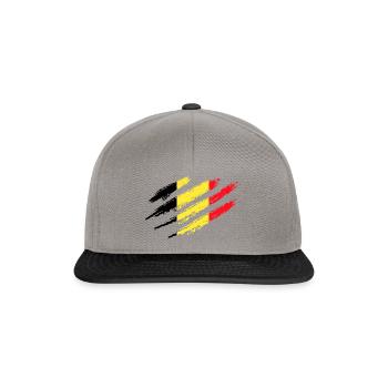 Belgien Flagge Kratzer Krallen Cut Kratzspuren - Snapback Cap - Graphit/Schwarz - Vorne