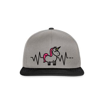 Herzschlag Einhorn - Snapback Cap - Graphit/Schwarz - Vorne