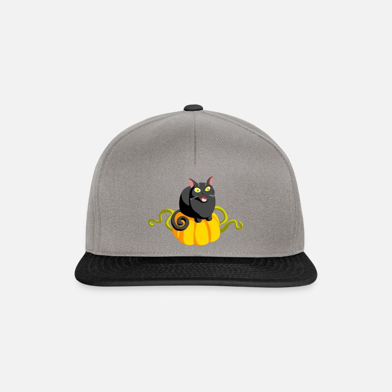Cat with pumpkin - Cat and Pumpkin - Snapback Cap - graphite/black