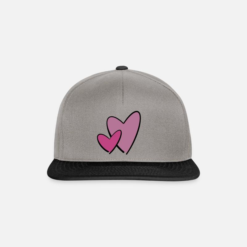 Coeurs roses - Casquette snapback - gris graphite/noir