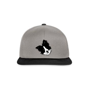 Dog, collie, black white, cute, cartoon - Snapback Cap - graphite/black - Front