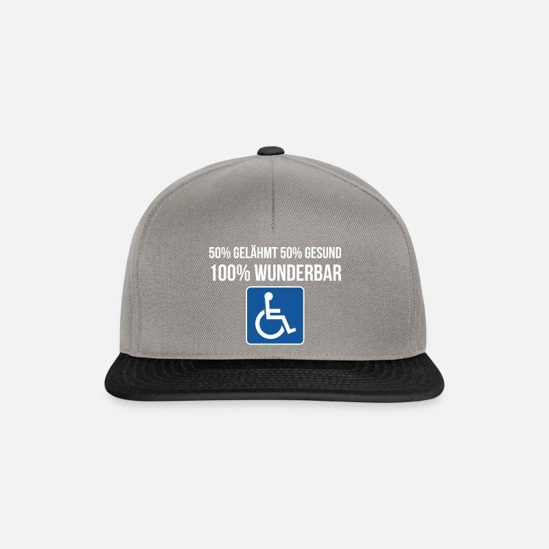 100% Wunderbar Lustige Sprüche Rollstuhl - Snapback Cap - Graphit/Schwarz