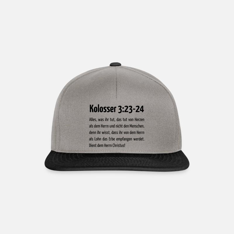 Bibelverse Kolosser - Snapback Cap - Graphit/Schwarz