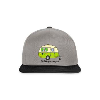 Vintage-Wohnwagen Lieblingsmensch - Snapback Cap - Graphit/Schwarz - Vorne