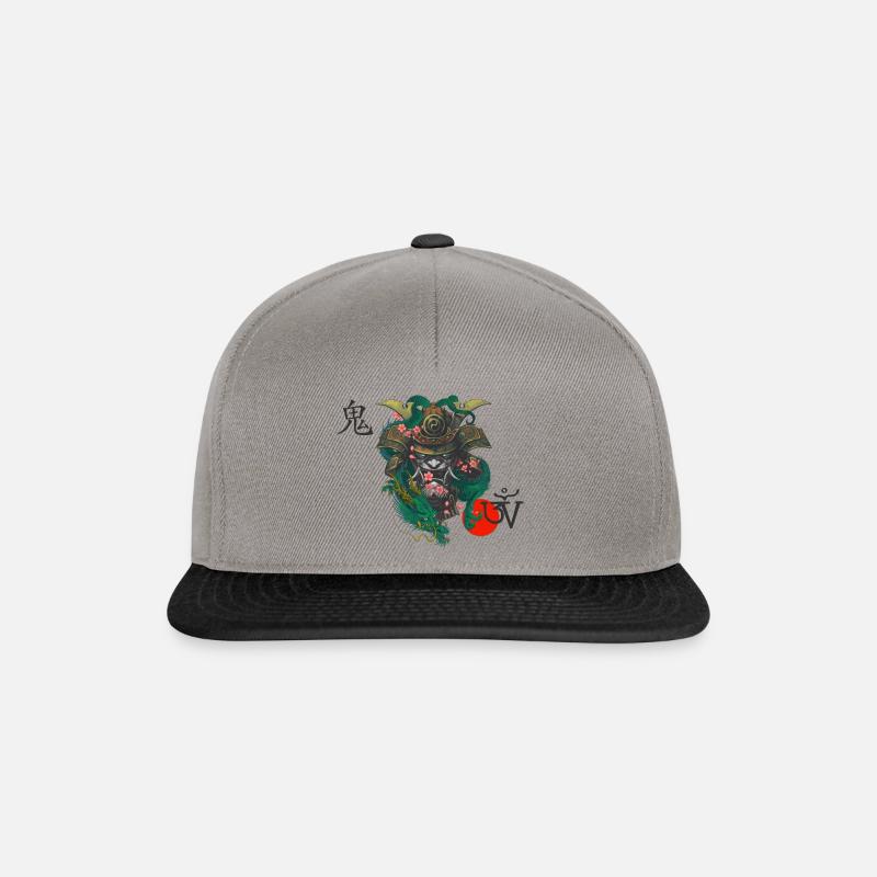 Dämon Kabuto Oni Drache - Snapback Cap - Graphit/Schwarz