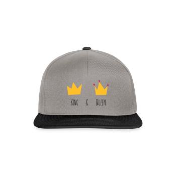 King and Queen Krone Herz Braut Bräutigam Mr Mrs & - Snapback Cap - Graphit/Schwarz - Vorne