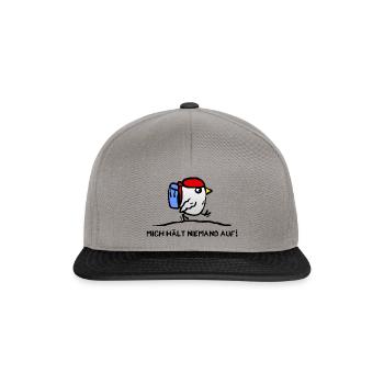 Oiseau avec sac à dos - voyage de routard - Casquette snapback - gris graphite/noir - Devant