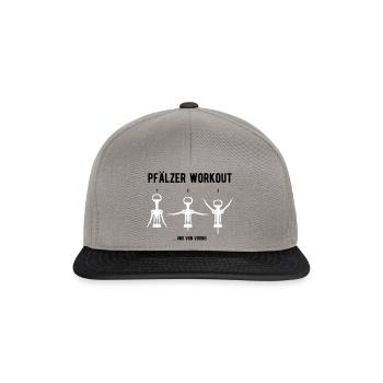 Pfälzer Workout / Workout-Shirt / Weekend / Wein - Snapback Cap - Graphit/Schwarz - Vorne