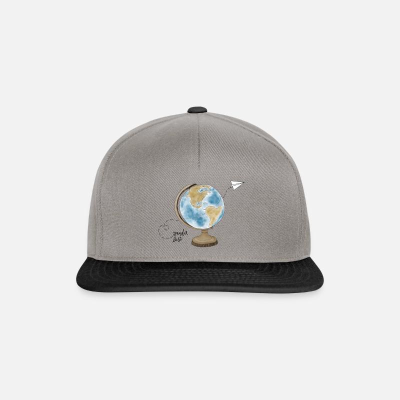 Wanderlust Globus - Snapback Cap - Graphit/Schwarz