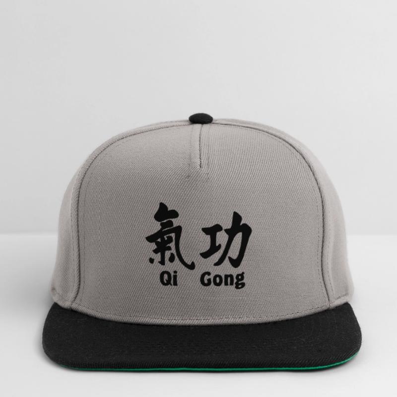QI gong script with text horizontal Snapback Cap