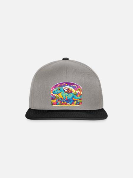 Sleeping sloth on a dinosaur - Snapback Cap - graphite/black