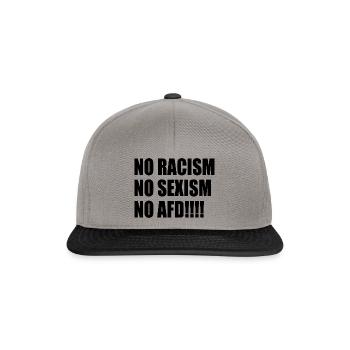 no racism no sexism no afd - Snapback Cap - graphite/black - Front