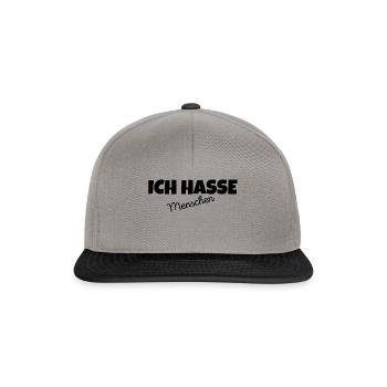 Fun Ich hasse Menschen Herren Geschenk Sprüche - Snapback Cap - Graphit/Schwarz - Vorne