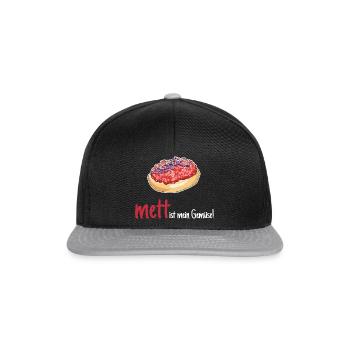 Mett Mettbrötchen Hackfleisch Lustig Geschenk - Snapback Cap - Schwarz/Grau - Vorne