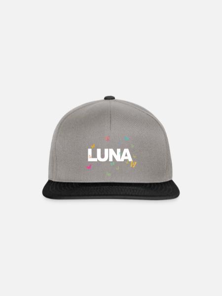 Luna - Schöner Name mit Schmetterlingen - Snapback Cap - Graphit/Schwarz