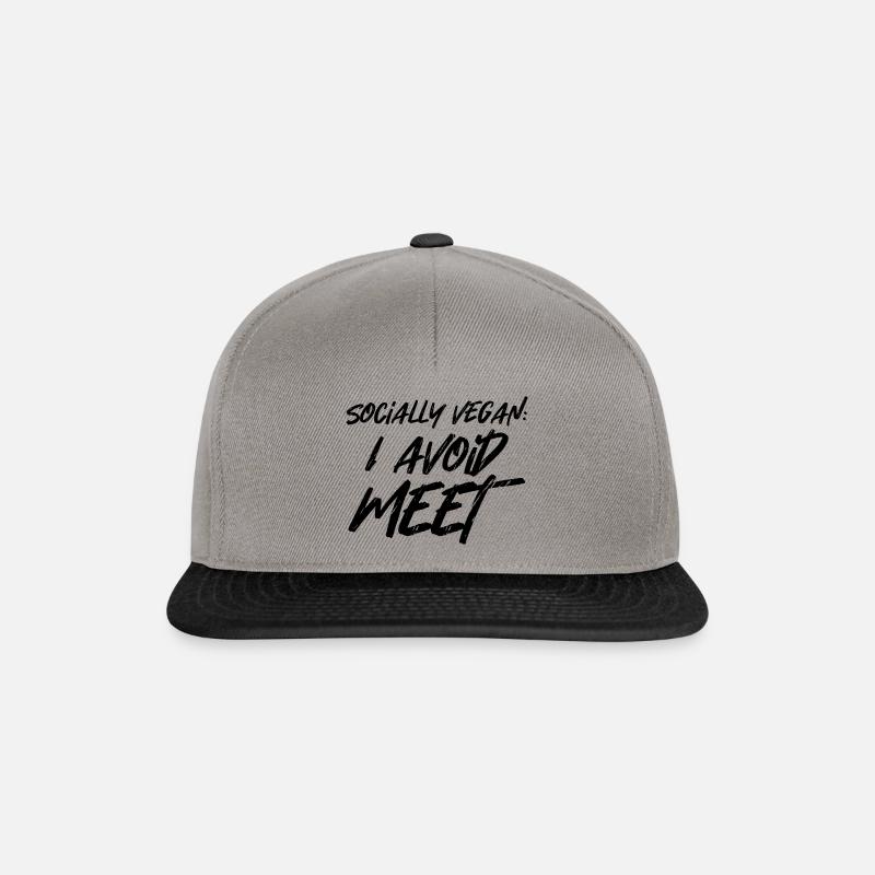 socially vegan avoid meet Spruch Veganer Sprüche - Snapback Cap - Graphit/Schwarz