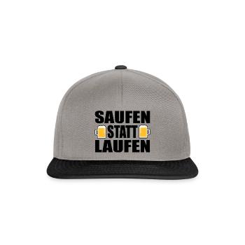 SAUFEN STATT LAUFEN - Snapback Cap - Graphit/Schwarz - Vorne