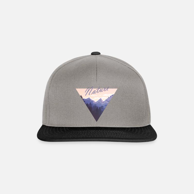 Nature, Mountains, Forest, Birds, Triangle - Snapback Cap - graphite/black