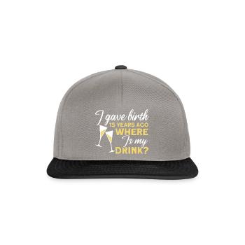 15. Geburtstag Bier Trinken Mutter Mama - Snapback Cap - Graphit/Schwarz - Vorne