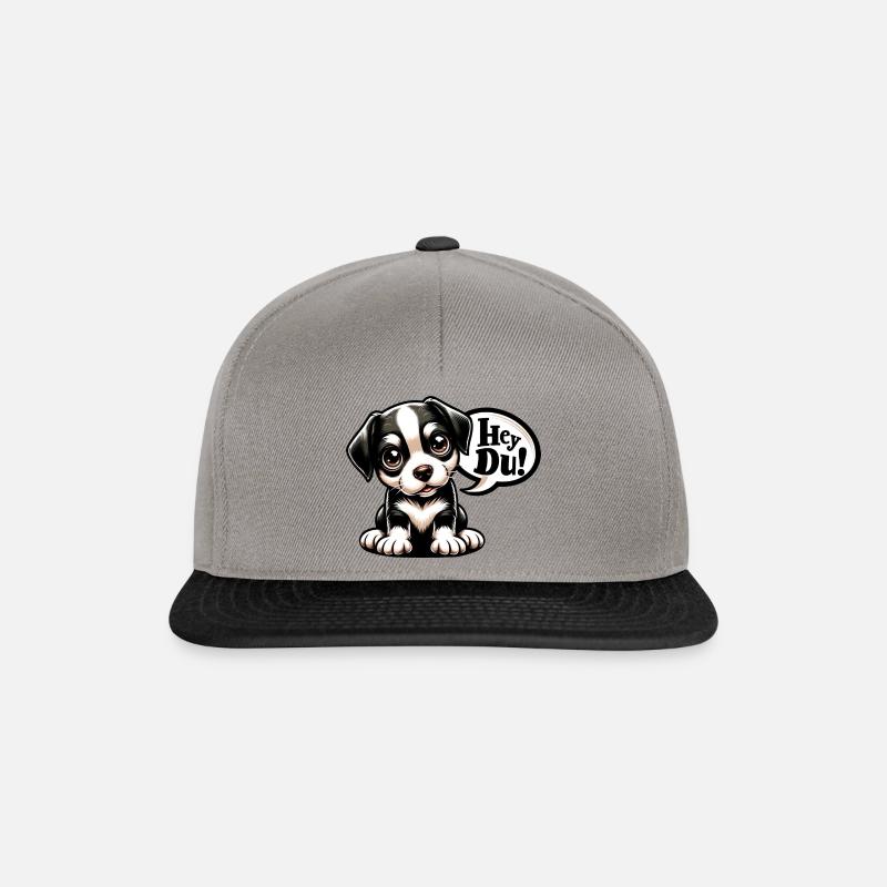 Süßer Welpe "Hey du!" - Snapback Cap - Graphit/Schwarz