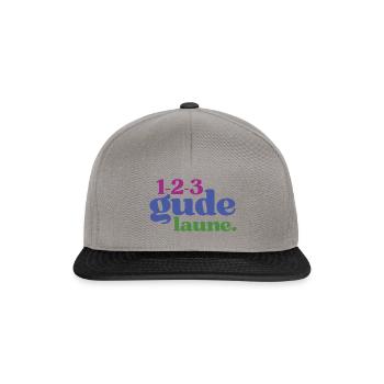 123 Gude Laune - Spruchmotiv für gute Laune - Snapback Cap - Graphit/Schwarz - Vorne
