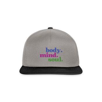 Body Mind Soul - Körper Geist Seele Einklang - Snapback Cap - Graphit/Schwarz - Vorne