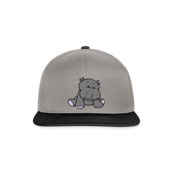 Hippo- / Nilpferd- / Flusspferd-Baby (3C) - Snapback Cap - Graphit/Schwarz - Vorne