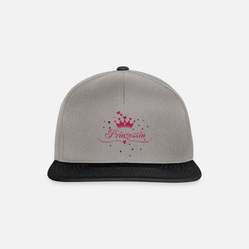 Prinzessin mit Krone und Herzchen, Pink, Geschenk - Snapback Cap - Graphit/Schwarz
