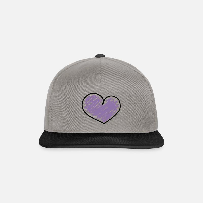lila Herz - Snapback Cap - Graphit/Schwarz