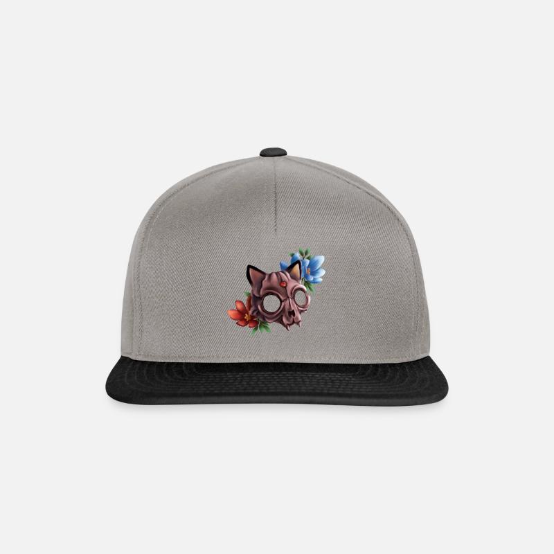 Katzenschädel mit Blumen - Snapback Cap - Graphit/Schwarz