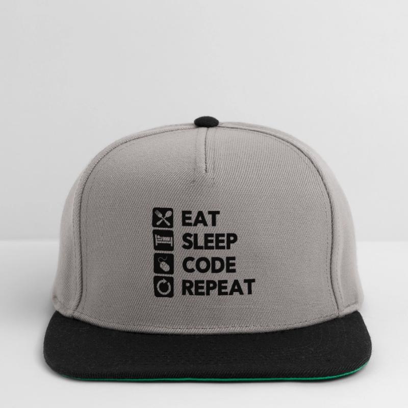 Eat Sleep Code Repeat Coder Programmer Software De Snapback Cap