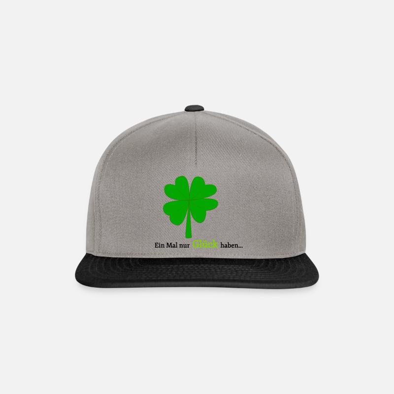 Glücks Design: 4 blättriges Kleeblatt - Snapback Cap - Graphit/Schwarz