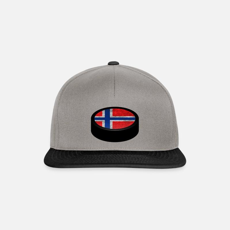 Team Norwegen Eishockey Puck - Snapback Cap - Graphit/Schwarz