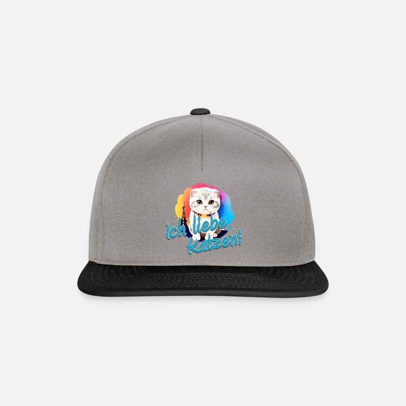 Ich liebe Katzen! - Snapback Cap - Graphit/Schwarz