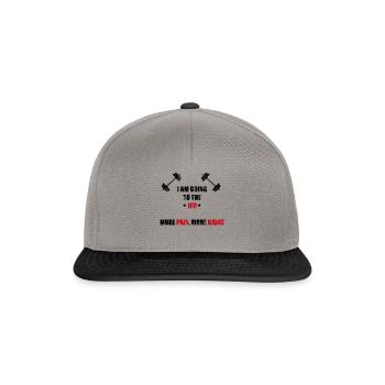 Going to the Jim - More Pain, More Gains - Fitness - Snapback Cap - Graphit/Schwarz - Vorne