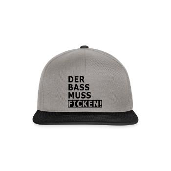 Der Bass muss ficken! - Snapback Cap - Graphit/Schwarz - Vorne