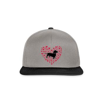 SÜSSER HERZ DACKEL, DACHSHUND MIT HERZEN - Snapback Cap - Graphit/Schwarz - Vorne