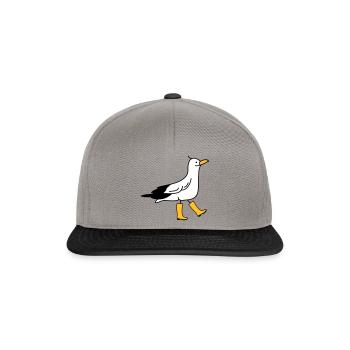 Funny seagull with rubber boots - Snapback Cap - graphite/black - Front