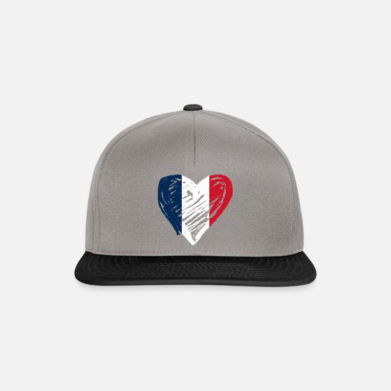 Frankreich Herz - Snapback Cap - Graphit/Schwarz