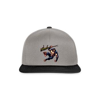Affe hängt am Baum, Muskulöser Affe, Fitness - Snapback Cap - Graphit/Schwarz - Vorne