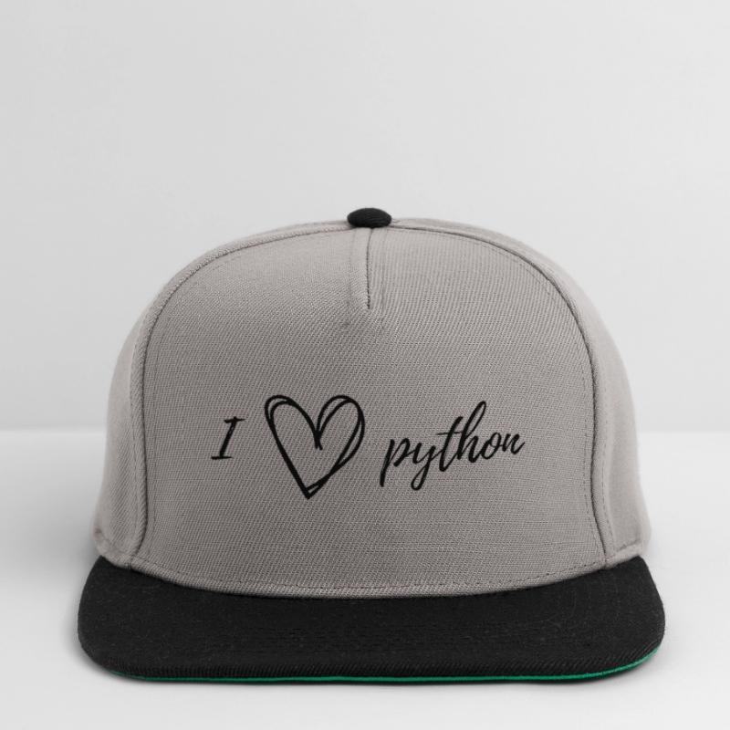 I love python black Snapback Cap