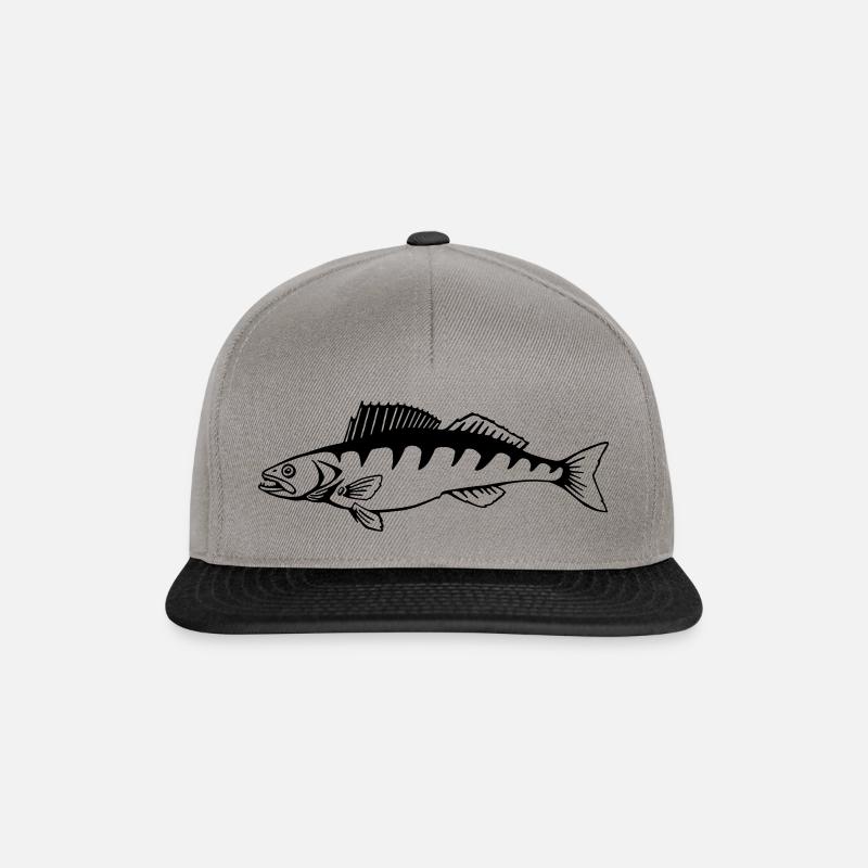 LetzterWurf Zander Fisch Angeln - Snapback Cap - Graphit/Schwarz